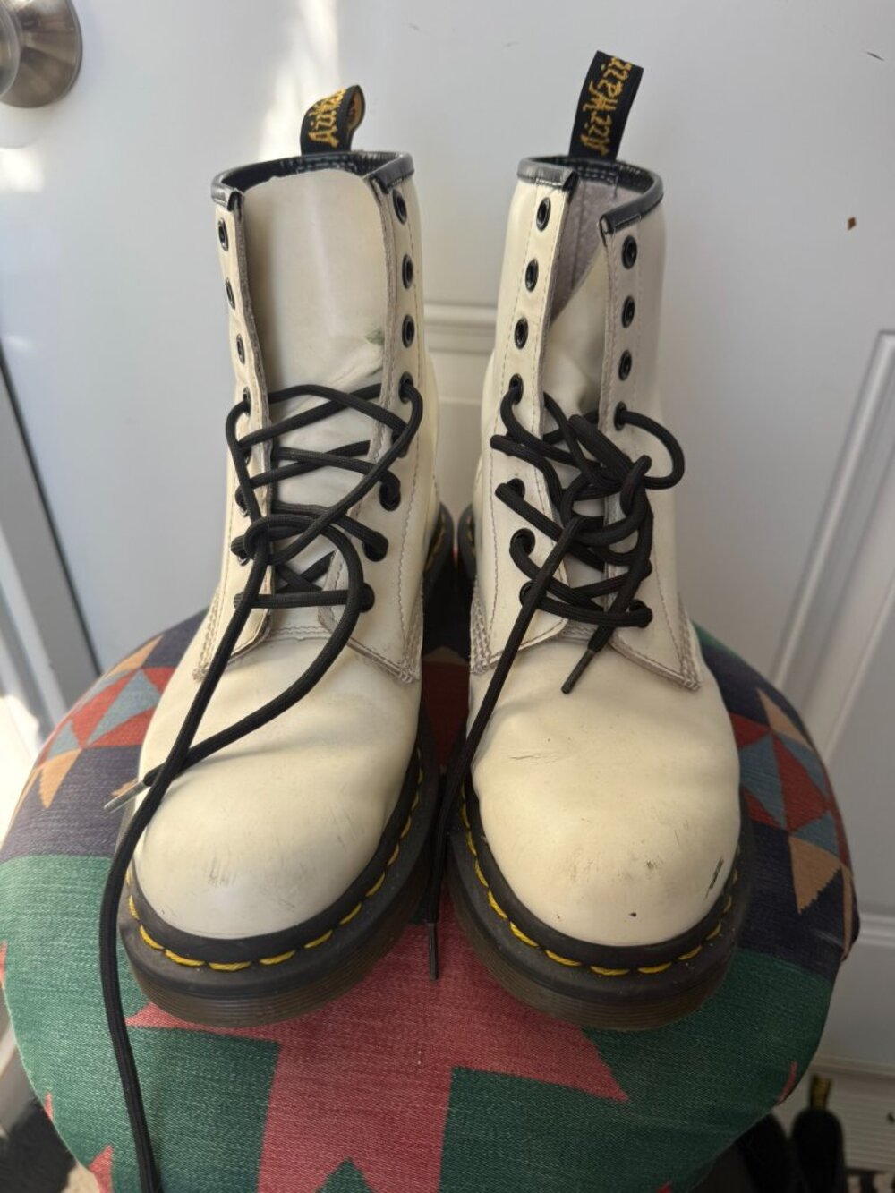 White Dr Martens AirWear combat boots size 7